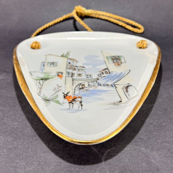 Vtg Alka Kunst Porcelain Wall Hang Plate White Rialto Germany Bavaria MCM 50s - Picture 8 of 16